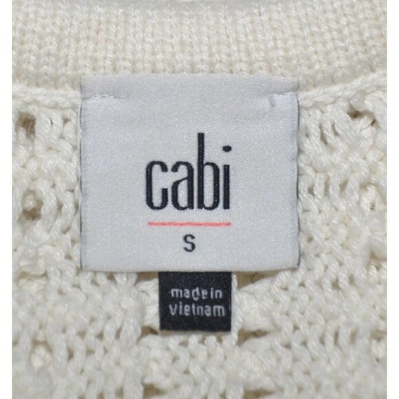 Cabi Fiesta Fringe Sweater Small Boxy Poncho Boho Coastal Beachy Half Sleeves - Picture 8 of 10